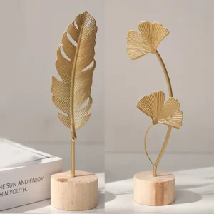 Nordic Gold Ginkgo Leaf Crafts Leaves Sculptu...